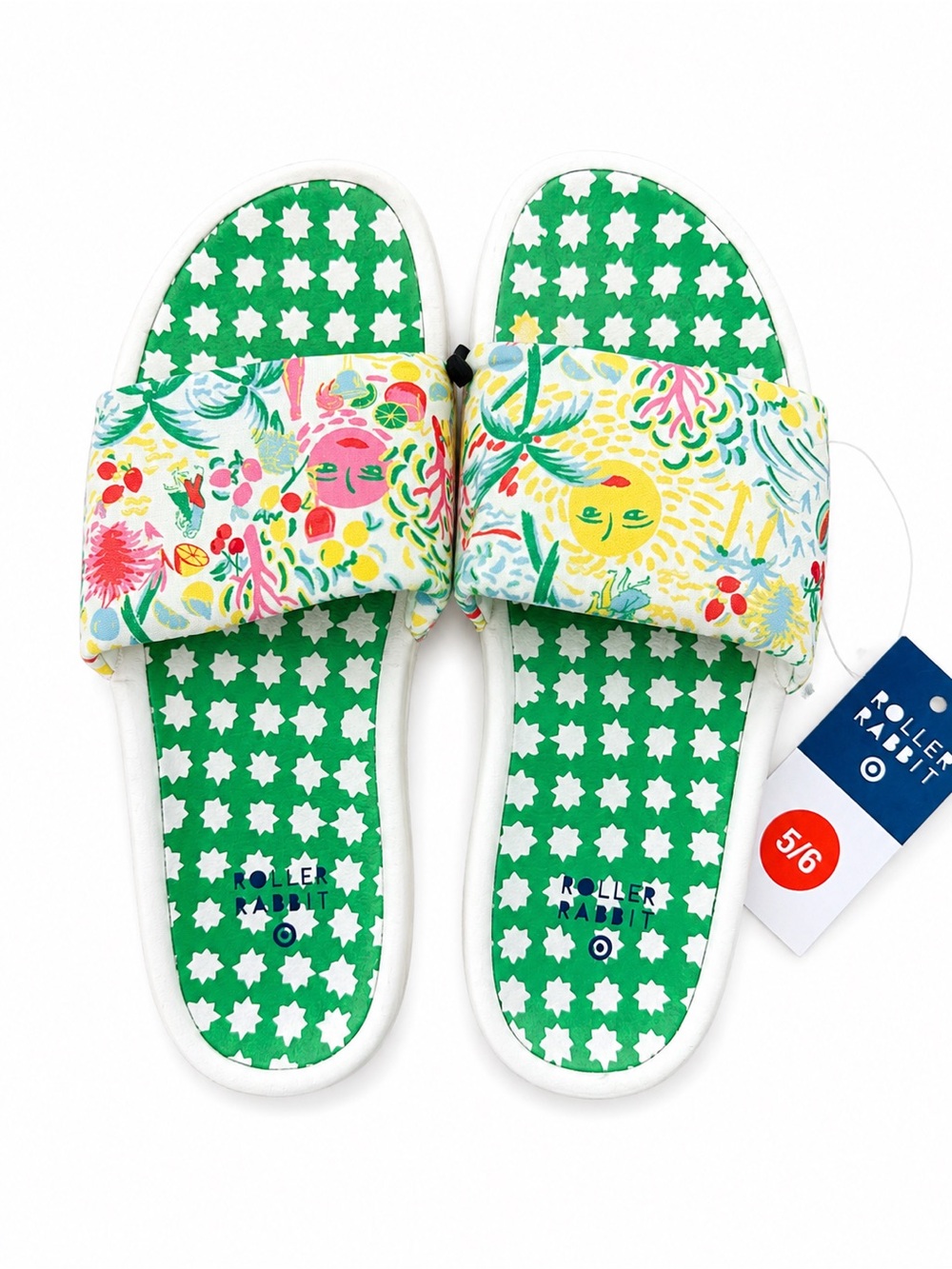 NWT Roller Rabbit x Target Floral Slide Sandals in Green & Multicolor Size 6